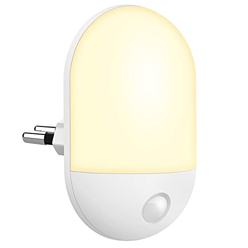 Luz Nocturna Infantil, Luz Nocturna LED Automático Plug-and-Play con Sensor Crepuscular, Luz Nocturna para Niños Blanca Cálida para Habitaciones de Niños, Salas de estar, Baños, Pasillos, Dormitorios