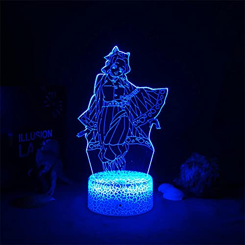 Luz nocturna LED 3D Koch Shinobu Kimetsu No Yaiba Anime lámpara para niños dormitorio Decoración LED Night Light para niños Demon Slayer Birthday Gift Toys lámpara de mesa 7 colores tocando Luoxia