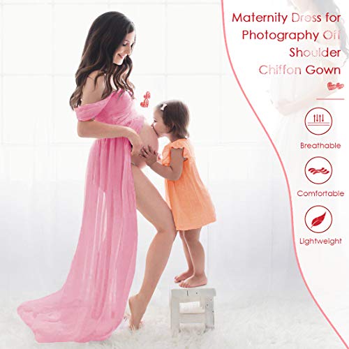 Maeau - Vestido de maternidad para fotografía de mujer para sesión fotográfica, elegantes vestidos de mujer para bodas, Rosa 2, Small