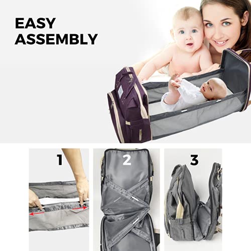 MAGIC SELECT Mochila cambiador bebé Portátil. Bolso de Pañales y Biberones con cuna Plegable para bebé, gran capacidad y 2 ganchos para carrito de bebé.