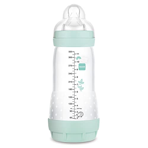 MAM Biberón Anti-Colic A152 - Colección Colours of Nature, Superficie Mate, Biberón Anticólicos Patentado, Tetina 3 de Silicona SkinsoftTM Ultrasuave, para Bebés a Partir de 4 Meses, 320 Ml, Azul