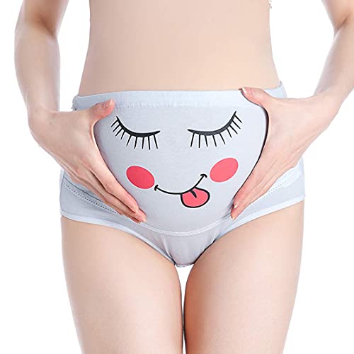 mama stadt 3 Pack Bragas Maternidad Algodon Ropa Interior Premamá Calzoncillo Resbalón Ajustable Cintura Alta Cómodo Imprimir Braguita Embarazada sin Costuras