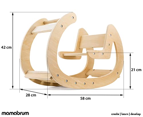 Mamabrum Balancín de madera para niños a partir de 1 año, juguete educativo para niños y niñas, de madera, aprendizaje jugando, desarrollo motricidad del niño, color madera natural