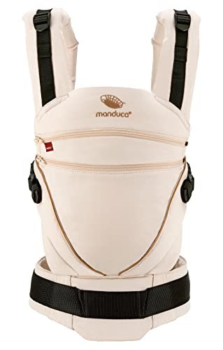 manduca XT Portabebe > < Mochila Ergonomica Portabebe, Asiento Ajustable, 3 Posiciones, Algodón Orgánico, se Adapta a Recien Nacidos y Ninos Pequenos (XT Cotton, denimpowder-toffee)