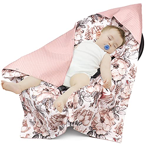 Manta para bebé para Verano 90x90cm - Saco capazo Manta Universal para bebé Buggy Asiento de Coche Certificado Oeko-Tex Rosa