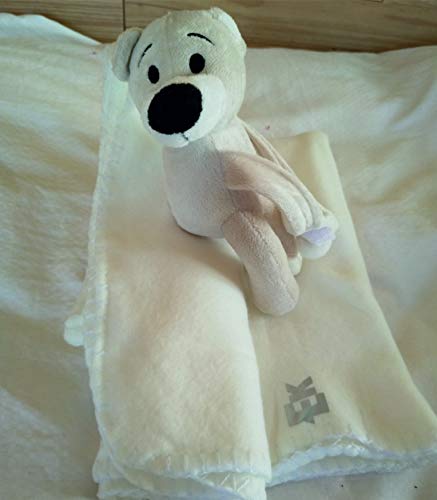 Manta polar Infantil con osito, EKEKO POLAR BEAR WITH KIDS BLANKET. Oso con cierre tipo adherente en las manitas. (Blanco)