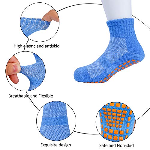 MaoXinTek Calcetines Antideslizantes para Niños Pequeños Algodón Lindo con Puños, Calentar 6 Pares de Zapatillas Calcetines de Piso de Corte Bajo con Silicona para 1-2 años de Bebés y Niñas