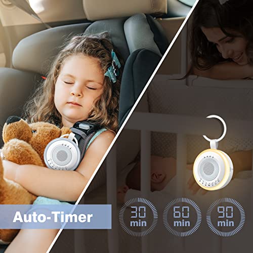 Máquina de Ruido Blanco para Dormir Bebé: Easy@Home Aparato de 16 Sonidos Relajantes con Luz Nocturna Ajustable & Temporizador丨Recargable por USB丨para bebé niño o adulto丨Blanco