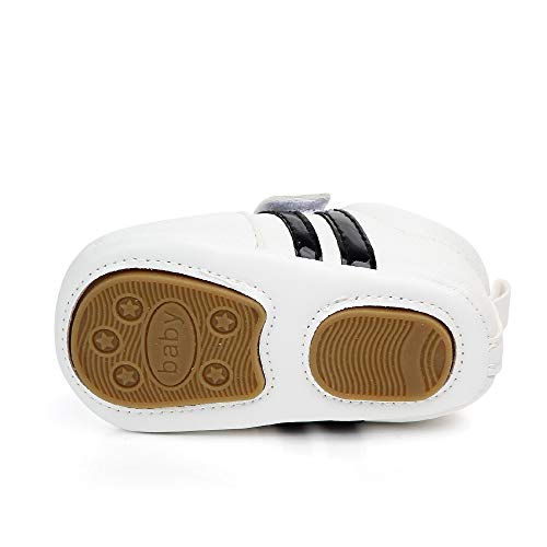 MASOCIO Zapatos Unisex Bebe Niño Niña Recién Nacido Primeros Pasos Zapatillas Deportivas Bebé Suela Blanda Antideslizante Blanco Negro 12-18 Meses