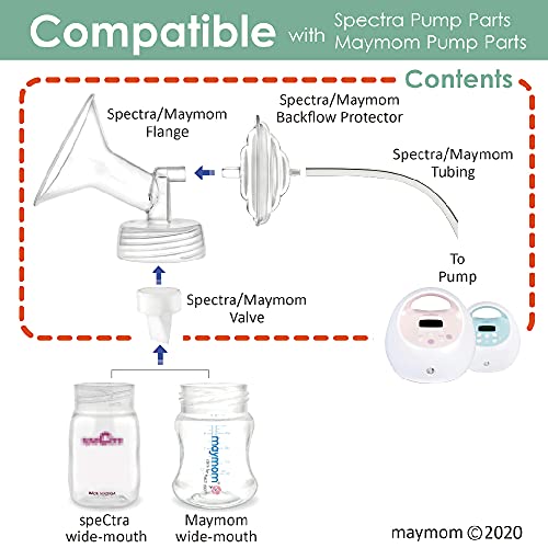 Maymom Piezas De La Bomba Compatibles Con Spectra S2 Spectra S1 Spectra 9 Plus Extractor De Leche, Brida (19 Mm) Tubo De Valvula Protector De Reflujo, Hecho por Maymom.