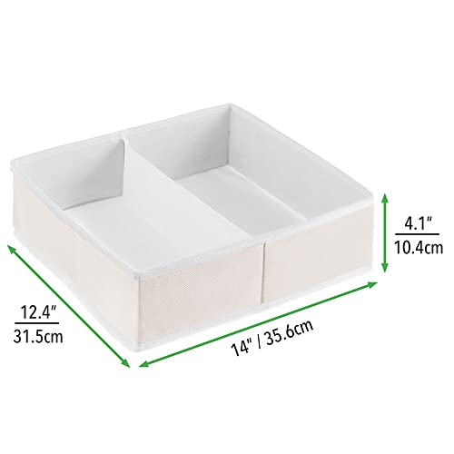 mDesign Juego de 2 Cajas para almacenar Ropa, Cosas de bebé, etc. – Organizador de cajones de Tela para Cuarto Infantil – Cesta organizadora para armarios con 2 Compartimentos – Color Crema/Blanco