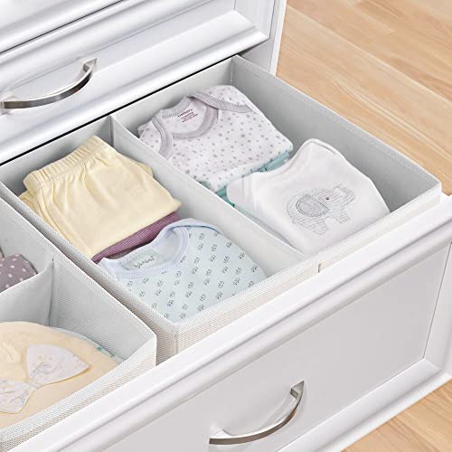 mDesign Juego de 2 Cajas para almacenar Ropa, Cosas de bebé, etc. – Organizador de cajones de Tela para Cuarto Infantil – Cesta organizadora para armarios con 2 Compartimentos – Color Crema/Blanco