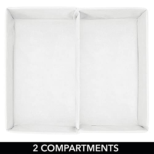 mDesign Juego de 2 Cajas para almacenar Ropa, Cosas de bebé, etc. – Organizador de cajones de Tela para Cuarto Infantil – Cesta organizadora para armarios con 2 Compartimentos – Color Crema/Blanco