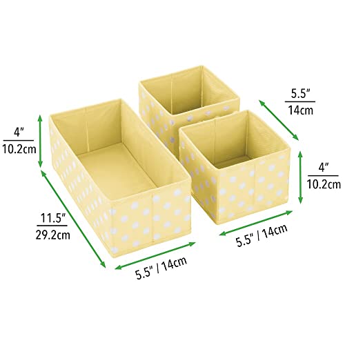 mDesign Juego de 3 Cajas de almacenaje para Cuarto Infantil, baño, etc. – Cestas organizadoras con Estampado en Zigzag – 3 organizadores de armarios de Fibra sintética en Dos tamaños – Amarillo Claro