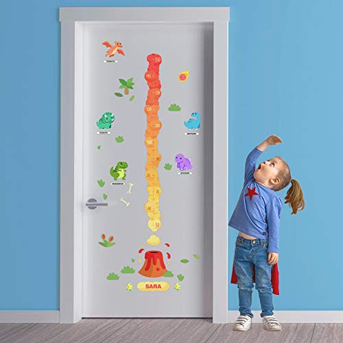 Medidor de altura PERSONALIZADO para pared | Vinilo decorativo habitación infantil (Dinosaurios XS)