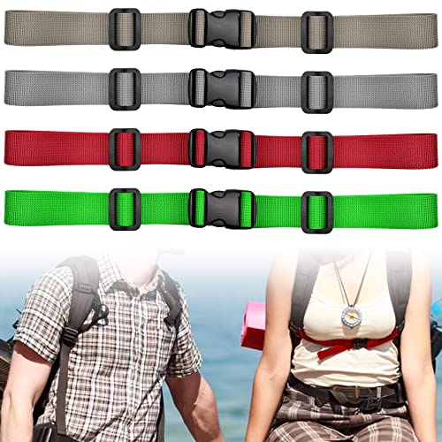 MEIYAXINWIN Paquete de 4 correas para el pecho para mochila, correas para el pecho ajustables en 4 colores con hebilla de liberación rápida, para actividades de jogging al aire libre