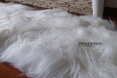 Meryno - Alfombra de Piel de Oveja islanda, Suave Lana Natural, Color Blanco, Small