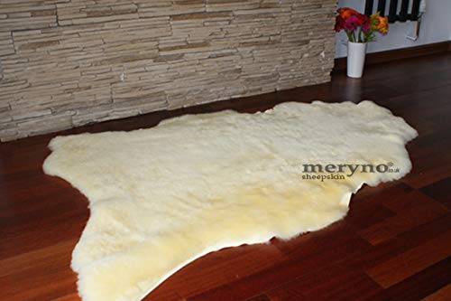 Meryno - Alfombra médica de piel de oveja natural suave de lana - Cuidado del bebé - Amarillo, xx grande