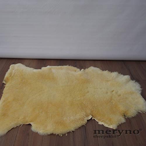 Meryno - Alfombra médica de piel de oveja natural suave de lana - Cuidado del bebé - Amarillo, xx grande