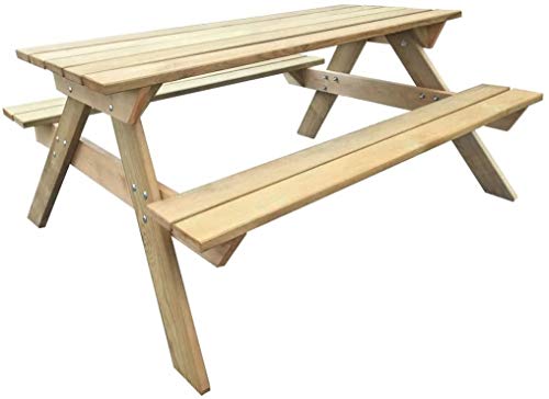 Mesa de Picnic para Niños, Set Infantil de Mesa y Bancos de Madera Resistente a Putrefacción Fácil Montaje, 89 x 89,6 x 50,8 cm