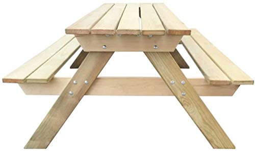 Mesa de Picnic para Niños, Set Infantil de Mesa y Bancos de Madera Resistente a Putrefacción Fácil Montaje, 89 x 89,6 x 50,8 cm