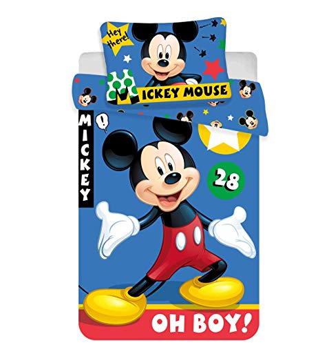 Mickey Mouse - Ropa de cama infantil (100 x 135 cm + 40 x 60 cm, algodón)