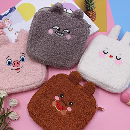 Milisten 4 Unids Peluche de Peluche Bolsa de Servilleta de Enfermería Pastilla de Almohadilla Menstrual Bunny Rabbit Bear Pig Tampon Bolsa de Periodo Pañal Organizadores para Mujeres Niños