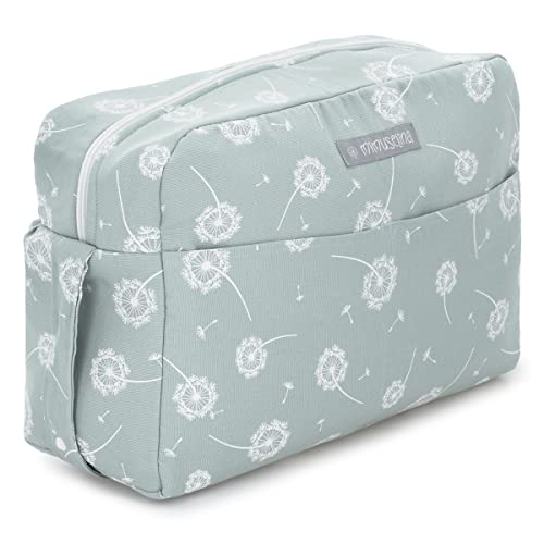 MIMUSELINA Bolsa carrito bebé. Maleta hospital bebé. Bolsa maternal de tela. Adaptable a varios cochecitos con corchetes. Bolso carro cierre Cremallera (Menta)