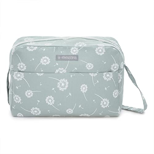 MIMUSELINA Bolsa carrito bebé. Maleta hospital bebé. Bolsa maternal de tela. Adaptable a varios cochecitos con corchetes. Bolso carro cierre Cremallera (Menta)