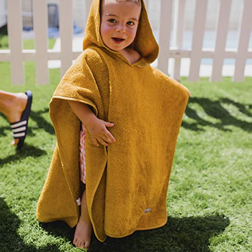 MIMUSELINA. Poncho de Rizo para bebé. Toalla Albornoz para bebés y niños con Capucha, sin Mangas. Poncho Playa niño. Poncho Piscina niño. Rizo ALGODÓN. Toalla Playa (Mostaza)