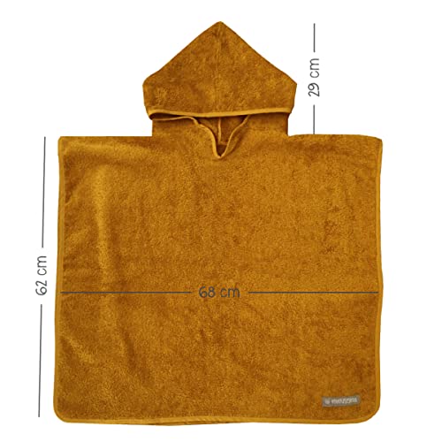 MIMUSELINA. Poncho de Rizo para bebé. Toalla Albornoz para bebés y niños con Capucha, sin Mangas. Poncho Playa niño. Poncho Piscina niño. Rizo ALGODÓN. Toalla Playa (Mostaza)