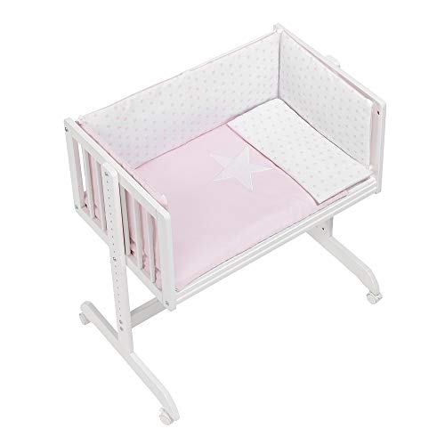 Minicuna Madera Colecho Completa con Vestiduras y colchón Modelo CT011 Rosa