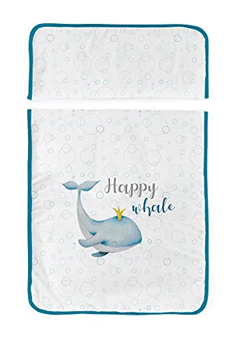 Minicuna plegable de madera con dosel y vestidura - HAPPY WHALE