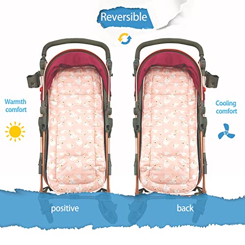 Miracle Baby Cojín Carro Bebe,Colchoneta Silla Paseo Universal,Cojín Silla de Paseo para el Cochecito y Asiento de Carro, 100% Algodón, 32x80cm (Cisne)