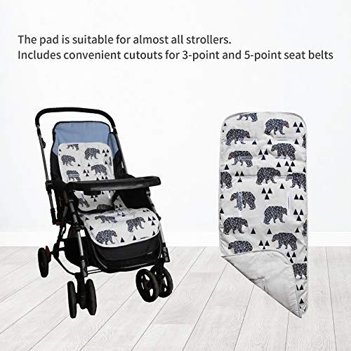 Miracle Baby Cojín Carro Bebe,Colchoneta Silla Paseo Universal,Cojín Silla de Paseo para el Cochecito y Asiento de Carro, 100% Algodón, 32x80cm (Oso)