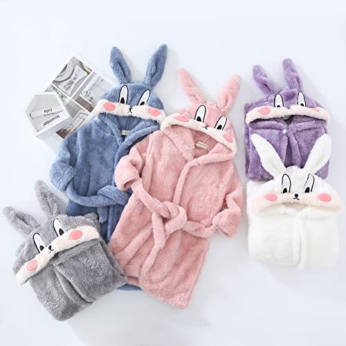 Miyanuby Unisex Bebé Niño Niña Albornoz Franela Suave Manga Larga Animal Sudadera con Capucha Bata Ropa de Dormir Ropa de Hogar para 1-7 años Bebé Niños Niñas Chico Chica Regalo