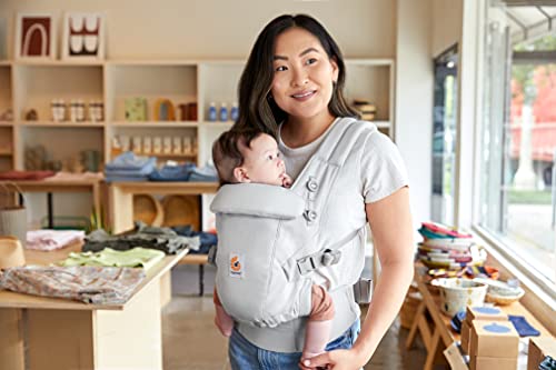 Mochila portabebé Ergobaby Adapt para recién nacidos desde el nacimiento, portabebé ergonómico de Algodón SoftTouch de 3 posiciones para transportar en el abdomen y en la espalda, Pearl Grey