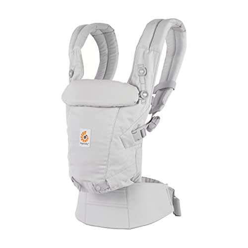 Mochila portabebé Ergobaby Adapt para recién nacidos desde el nacimiento, portabebé ergonómico de Algodón SoftTouch de 3 posiciones para transportar en el abdomen y en la espalda, Pearl Grey