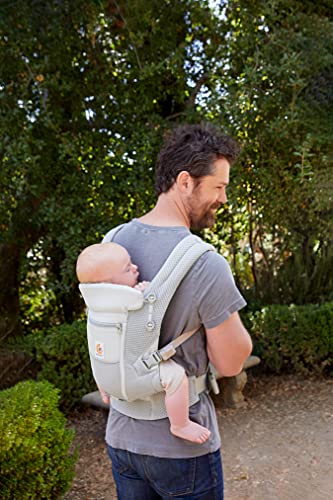 Mochila Portabebé ergonómica Ergobaby Adapt Malla SoftFlex, para recién nacidos, 3 posiciones de transporte, Pearl Grey (BCASFMGRY)