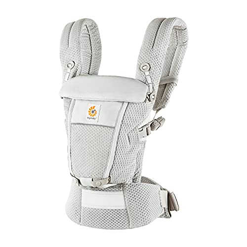 Mochila Portabebé ergonómica Ergobaby Adapt Malla SoftFlex, para recién nacidos, 3 posiciones de transporte, Pearl Grey (BCASFMGRY)