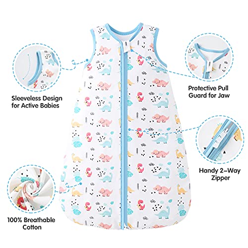 Mosebears Saco de dormir de verano para bebé, 0,5 tog, 100% algodón, transpirable, saco de dormir para bebé