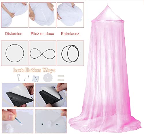 Mosquitera, Cama Princesa, Mosquiteras para Cama Niña,Mosquitero de Dosel, Universal Mosquitera para Cama con Diseño de Cúpula, Utilizar para Decorar la habitación y prevenir Insectos,Rosa