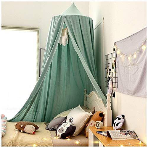 Mosquitera Infantil Niña Mosquiteras para Camas Techo Cúpula Cortinas Del Dosel Habitación de Juego con Cúpula Redonda Lago verde(Altura:2.5M)