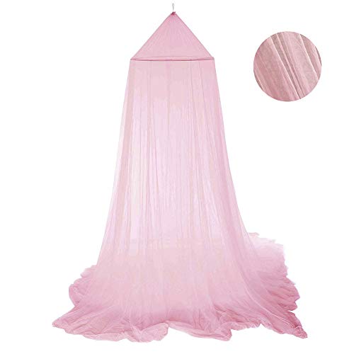 Mosquitera para Camas Individuales y Matrimoniales, Mosquitera Redondo Mosquitera Baldaquino Mosquitera Insectos Antinsectos Cortinas para Individual o Cama Doble Indoor or Exterior Color Rosado