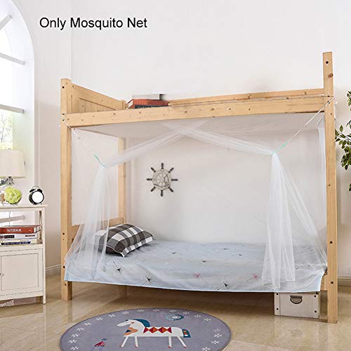 Mosquitera para dormitorio de verano, cifrado de literas y mosquiteros, 4 esquinas Dustproo f cama arriba y abajo cortinas opacas tienda de campaña, para dormitorio escolar (blanco)