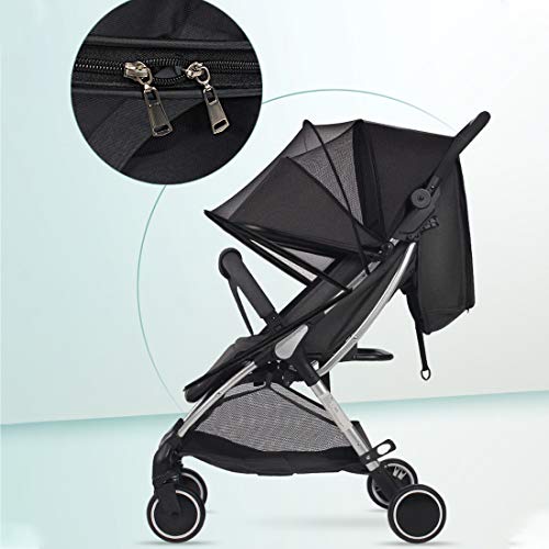 Mosquitera Universal Cochecito Antimosquitos para Bebe,Cremallera Mosquitera Cochecito,Mosquitera Red Anti-Insectos Universal para Capazo, Silla de Paseo y Cuna de Viaje Elástica Lavable(negro)