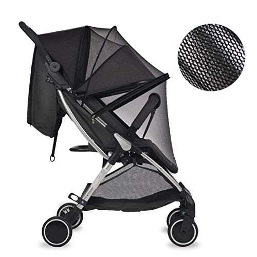 Mosquitera Universal Cochecito Antimosquitos para Bebe,Cremallera Mosquitera Cochecito,Mosquitera Red Anti-Insectos Universal para Capazo, Silla de Paseo y Cuna de Viaje Elástica Lavable(negro)