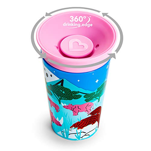 Munchkin Miracle 360 grados Wildlove - Vaso Antiderrames, Set de 2, Rinoceronte/Tigre, 266 ml