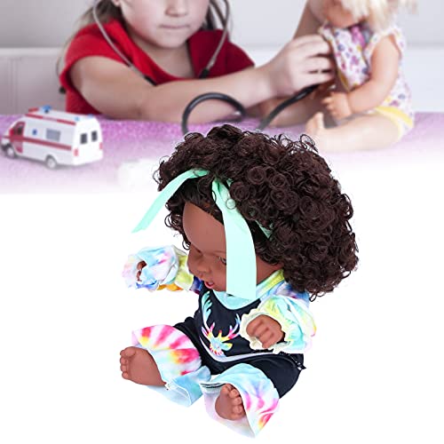 Muñeca Negra Simulada, Muñeca de Niña Negra, Muñeca de Juego para Bebés, Muñecas de Niñas Africanas, Rotación de 360 ​​° para Regalo de Cumpleaños(Antílope teñido anudado Q8-048C)