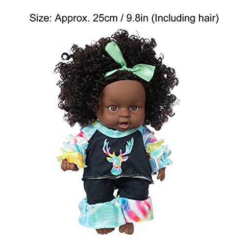 Muñeca Negra Simulada, Muñeca de Niña Negra, Muñeca de Juego para Bebés, Muñecas de Niñas Africanas, Rotación de 360 ​​° para Regalo de Cumpleaños(Antílope teñido anudado Q8-048C)